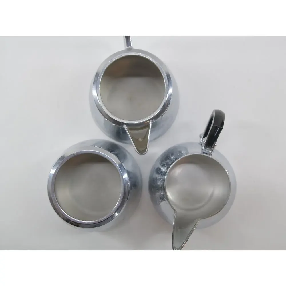 Chrome Tea Set Vintage, Rare, England, Willoware, Swan Chromalin Brand, 3-pc